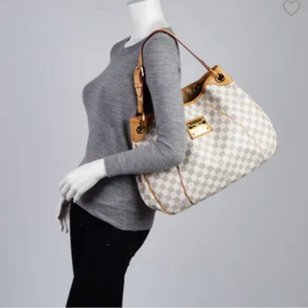 Louis Vuitton Galliera PM Shoulder Bag In Damier Azur Logo Print W Gold Hardware - Picture 3 of 16
